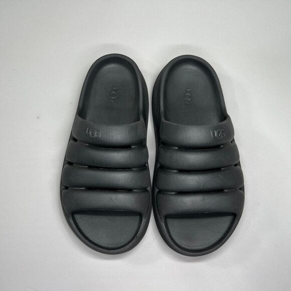 UGG Sport Yeah Sandals Girl's Size 3 Black Summer Beach Pool Slide Flip Flops - Picture 3 of 10
